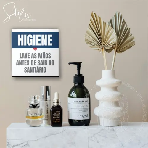 Placa de Aviso Personalizada Higiene para Lavabo