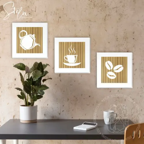 Quadros para Cantinho do Café Branco e Madeira