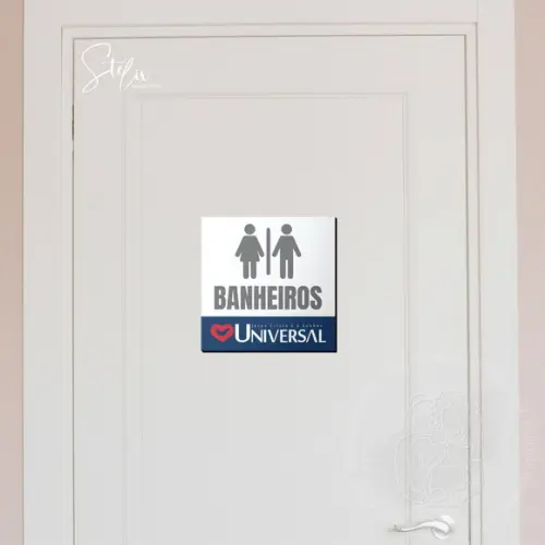 Placa de Aviso Personalizada para Porta Banheiro