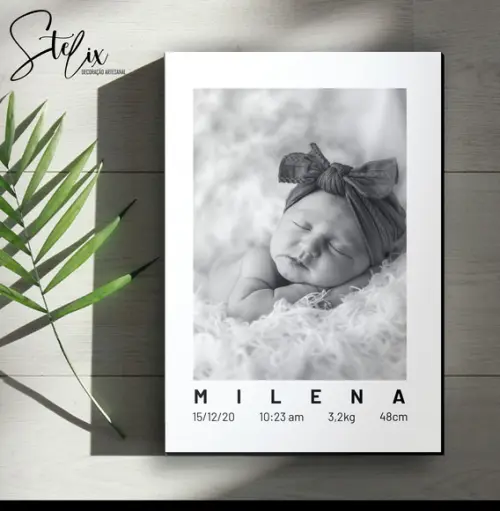 Quadro Meu Nascimento Personalizado com Foto do Seu Bebê