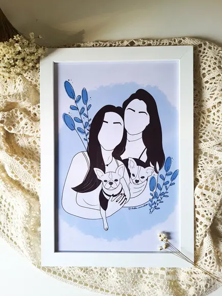 Quadro com Moldura e Vidro com Ilustração de Foto