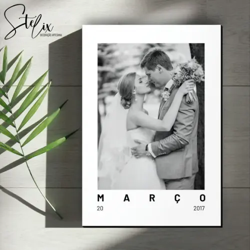 Quadro Personalizado com Sua Foto e Data de Casamento