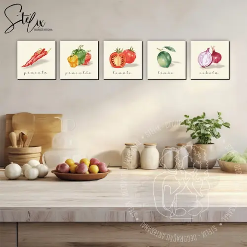 Quadros Decorativos para Cozinha Temperos Aquarela Digital