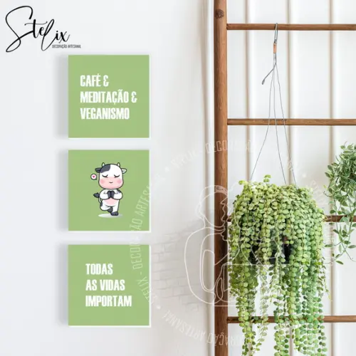 Quadros Decorativos para Vegano Presente para Amiga 20x20