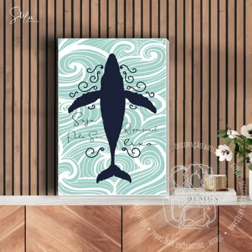 Quadro Decorativo Baleia - Tamanho 20x29