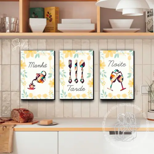 Decoração para Cozinha 3 Placas Decorativas