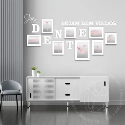 Quadros para Dentista Recepção + 19 Letras