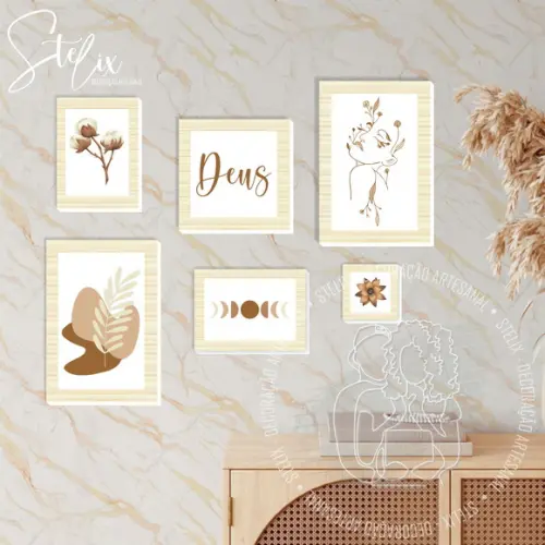 Kit Deus ( Moderno / Amadeirado ) - 6 Placas Decorativas