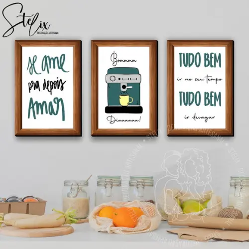 Kit Café Bom Dia - 3 Placas / Quadros Decorativos