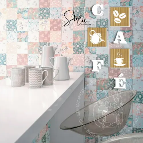 Kit Cantinho do Café (P) - 3 Placas Decorativas + 4 letras