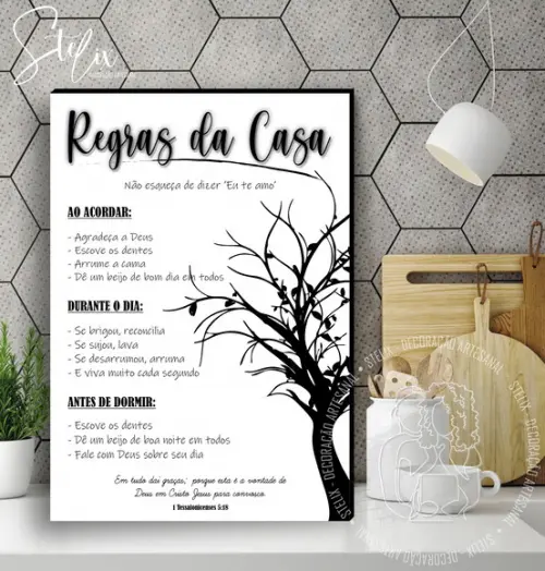 Quadro Regras da Casa - Placa Decorativa A4