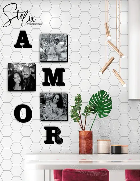 Kit Amor & Família (P) - 3 Placas Decorativas + 4 letras
