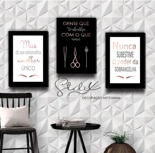 Kit Desig, de Sobrancelha Rosê - 3 Placas Decorativas Média