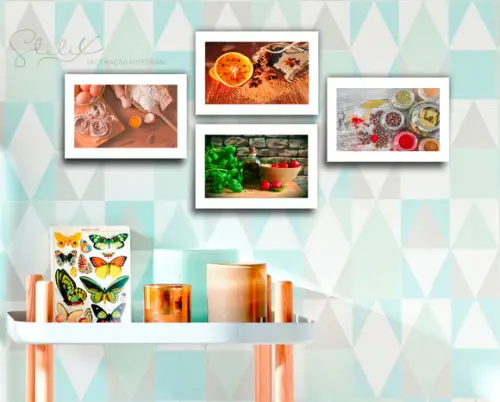 Decoração Cozinha - 4 Placas / Quadros Decorativos