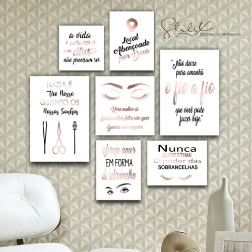 Kit Designer de Sobrancelha - 7 Placas / Quadros Decorativos