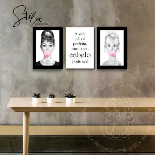 Kit Salão de Beleza - 3 Placas Decorativas
