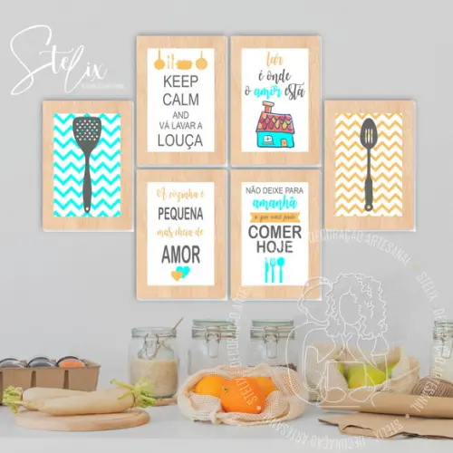 Kit Cozinha - 6 Placas Decorativas Médias