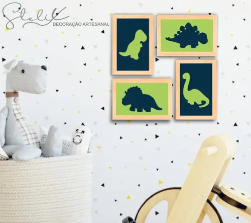 Kit Dinossauro - 4 Placas Decorativas