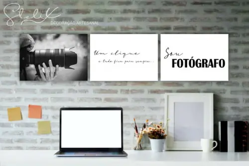 Kit Fotógrafo - 3 Placas Decorativas Médias