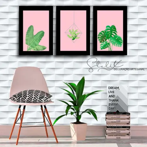 Kit Plantas - 3 Placas Decorativas Médias