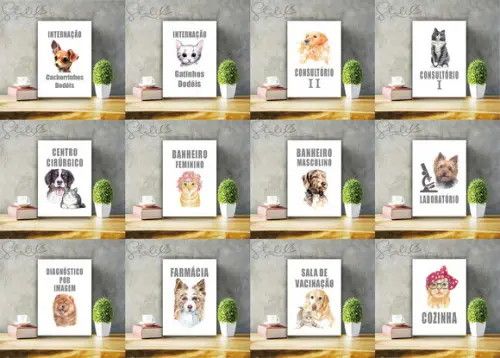 Quadros Decorativos para Portas Clínica de Veterinária 29x20