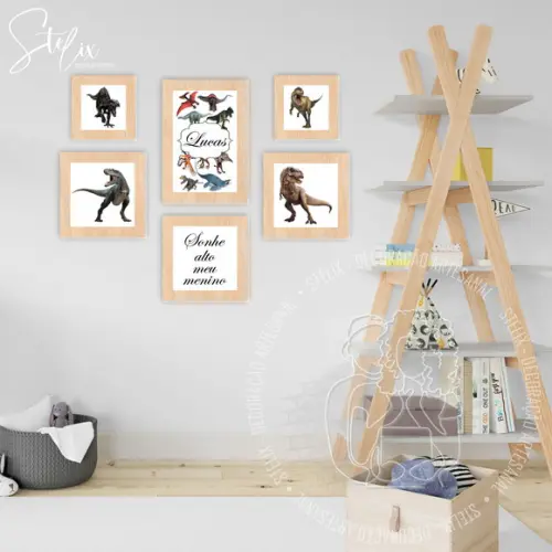 Kit Dinossauro - 6 Placas Decorativas