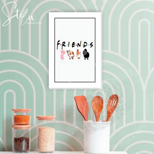 Friends Vegan - Placa Decorativa A4