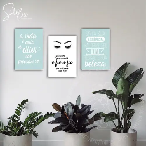 Kit Cílios e Sobrancelhas - 3 Placas Decorativas