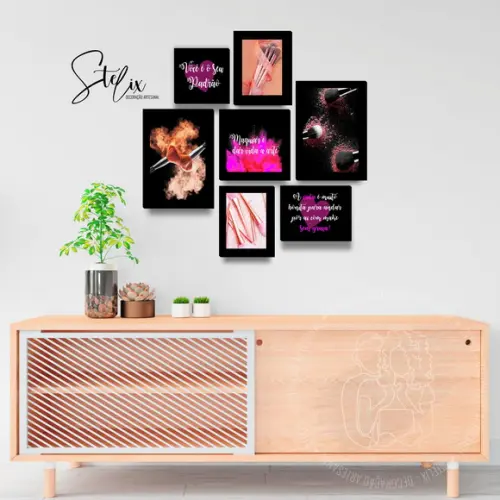 Kit Maquiagem - 7 Placas Decorativas