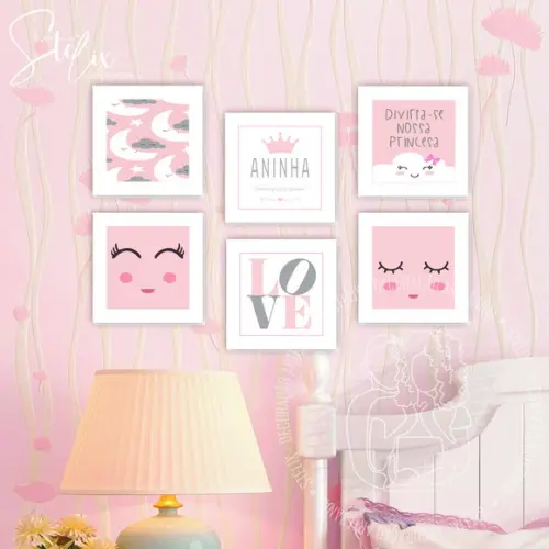 Kit Quarto Menina - 6 Placas Decorativas
