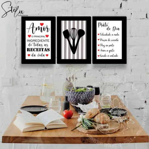 Kit Para Cozinha - 3 Placas Decorativas Média