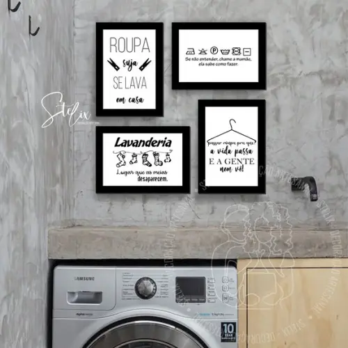 Kit Lavanderia - 4 Placas Decorativas