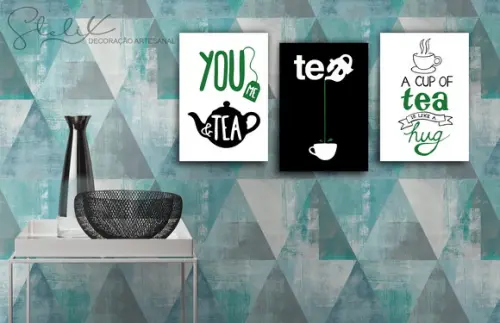 Kit Chá - 3 Placas Decorativas Média