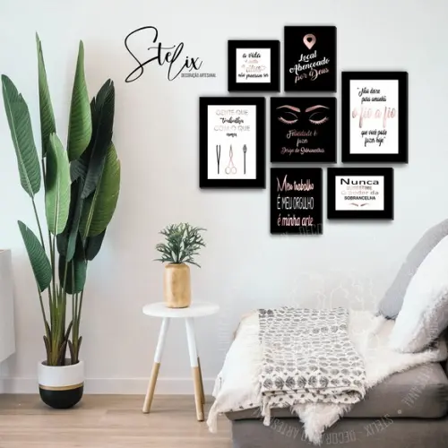 Kit Desig, de Sobrancelha Rosê - 7 Placas Decorativas Média