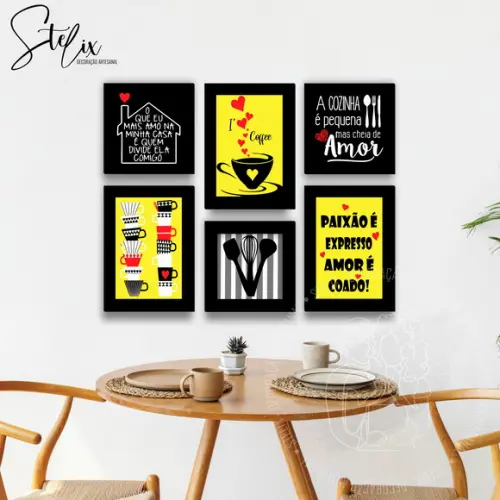 Kit Café e Cozinha - 6 Placas Decorativas