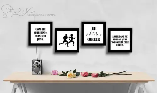 Kit Casal Corredor - 4 Placas Decorativas Médias