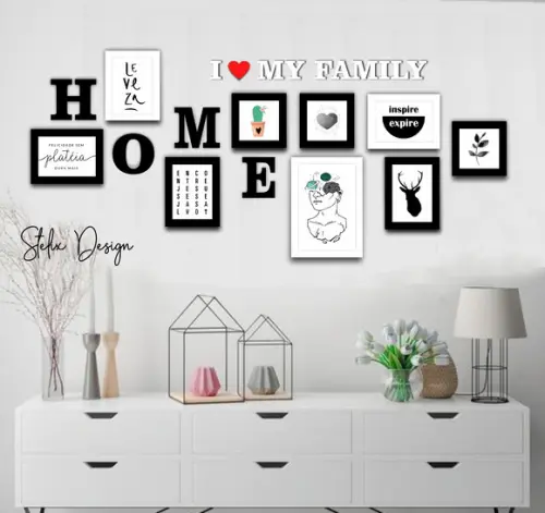 Kit Home, Sala de Estar - 9 Placas Decorativas + 14 Letras