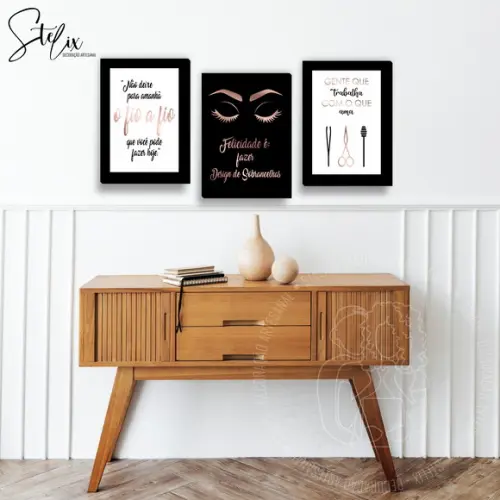 Kit Desig, de Sobrancelha Rosê - 3 Placas Decorativas Média