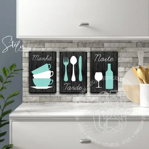 Kit Para Cozinha - 3 Placas Decorativas Médio