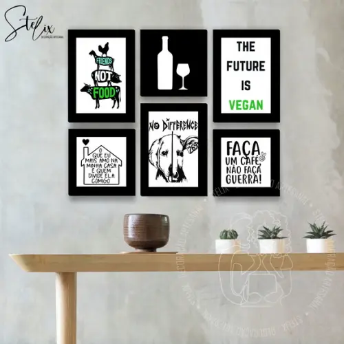 Kit Vegano - 6 Placas Decorativas