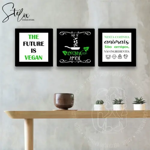 Kit Vegano - 3 Placas Decorativas