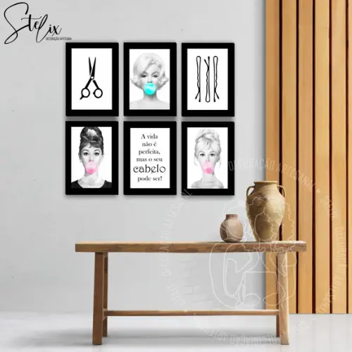 Kit Salão de Beleza - 8 Placas Decorativas