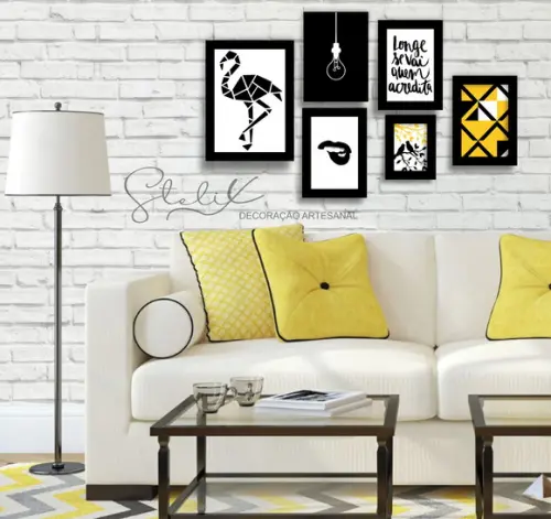 Kit Flamingo Geométrico - 6 Placas Decorativas