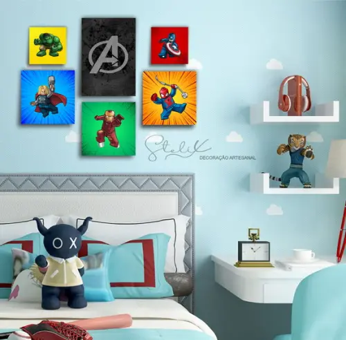 Kit Heróis Lego Avengers - 6 Placas Decorativas