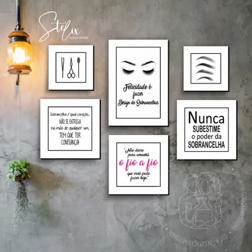 Quadros Decorativos para Studio de Designer de Sobrancelha