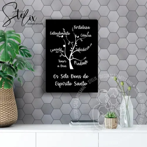 Placa Decorativa A4 - 7 Dons do Espírito Santo