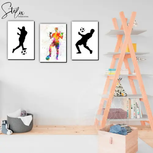 Quadros Decorativos Futebol Quarto Fã de Futebol Jogadores