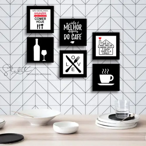 Kit 6 Placas Decorativas - Cozinha e Café