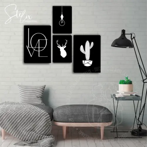 Quadros para Sala Minimalista Preto e Branco