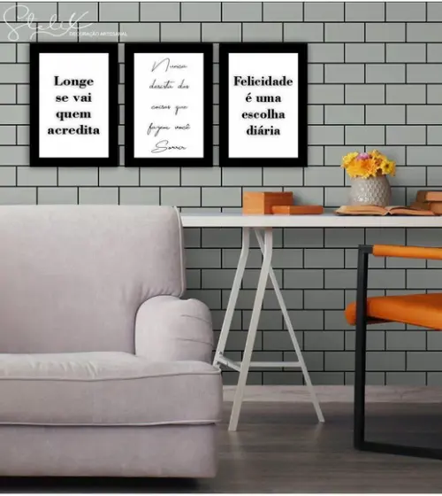 Kit Frases Motivacionais - 3 Placas Decorativas